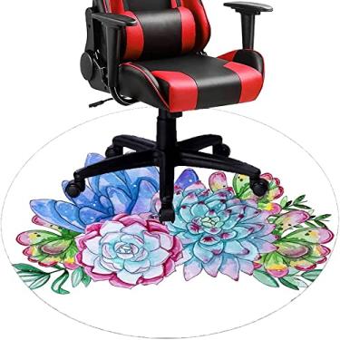Imagem de Tapete de cadeira de escritório com flores, textura de flor, tapete de cadeira de mesa para piso de madeira de escritório em casa, protetor de piso de pilha baixa, redondo de 91 cm
