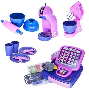 Imagem de Kit Prato Copo Expresso Cafeteira Bolo Brinquedo Forma 27Pç