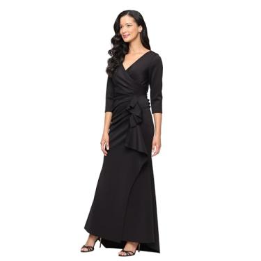 Imagem de Alex Evenings Vestido feminino longo sobrepeliz, Crepe preto, 40