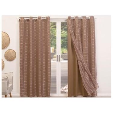 Imagem de Cortina Blackout blecaute pvc com Tecido xadrez 1,40 lar × 1,70/2,00 x 1,40 (Palha,1,40 x 1,70 = 1 parte)