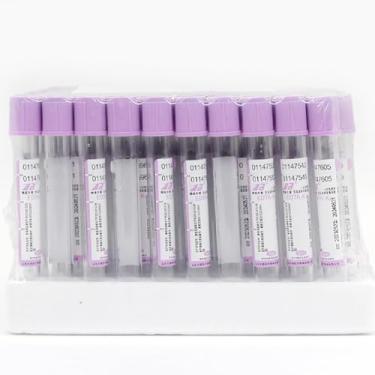 Imagem de Tubo De Coleta De Sangue, 100 Tubos De Centrífuga Edta De 5 Ml, Tubos De Sangue De Plástico A Vácuo Com Tampa Roxa Para Laboratório