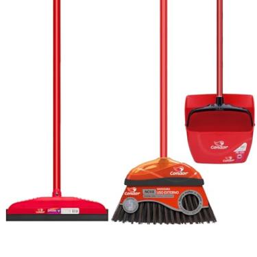 Imagem de Kit Limpeza 1 Vassoura Piaçava Externa 1 Pá Caçamba 1 Rodo 30cm Condor