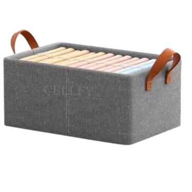 Imagem de Organizador de Roupas Dobrável com Reforço em Ferro Caixa Organizadora com Alça para Quarto e Armário