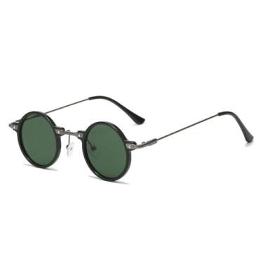 Imagem de Retro Steampunk Pequeno Redondo Homens Hip Hop Óculos de Sol Moda Mulheres Claro Oceano Lentes Sombras UV400 Óculos Femininos Armação, Preto verde escuro, Tamanho único