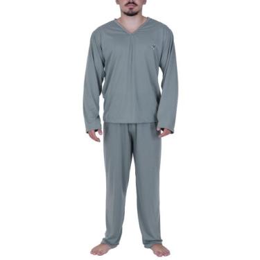 Imagem de Pijama de Inverno Blusa de Frio Masculino Manga Longa Calça Comprida- 