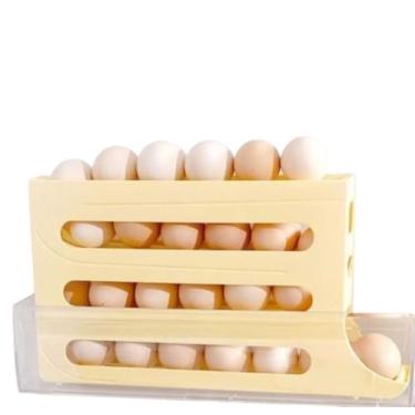 Imagem de Organizador de Ovos Empilhável para Geladeira, 4 Andares, Amarelo
