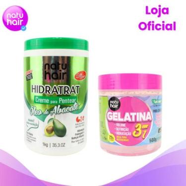 Imagem de Kit Creme para Pentear Óleo de Abacate + Gelatina 3 em 1 - Natuhair Co