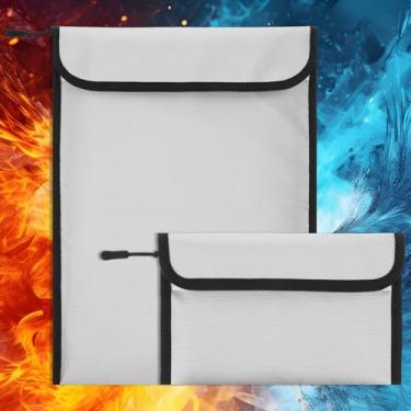 Imagem de 2 peças 2,871.1 °C Bolsa de documentos atualizada à prova de fogo, bolsa resistente a fogo e água com zíper para documentos, bolsa de dinheiro à prova d'água à prova de fogo para organizador de