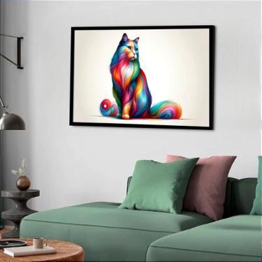 Imagem de Quadro Decorativo Gata Aquarela - 50x70cm - Quadros On-line, Moldura P