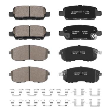 Imagem de HYFTJYZ Conjunto de pastilhas de freio dianteiras e traseiras de substituição compatível com Nissan Altima Juke Sentra 350Z e Infiniti G35, kit dianteiro e traseiro de pastilhas de freio de disco de