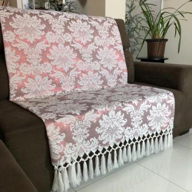 Imagem de Manta Para Sofá em Tecido Jacquard Luxo Medalhão Rosê Gold 190x140cm -