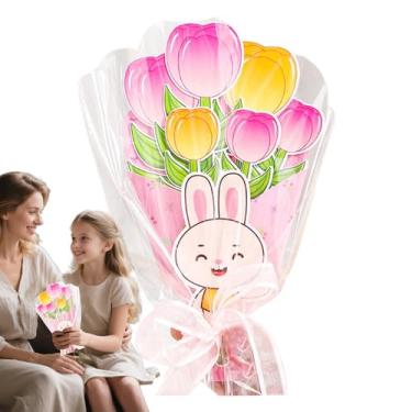 Imagem de Cartão De Buquê De Flores Para O Dia Das Mães - Cartões Artesanais Feitas à Mão para o Dia das Mães | Materiais De Arte Manual Atividade Para Unir Pais E Filhos Para Mãe Avó Esposa