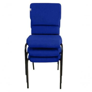Imagem de 03 Cadeiras Empilhável Para Igrejas Evangélicas Linha Church Azul - DE