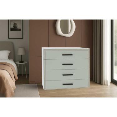 Imagem de Cômoda de Quarto Valência c/ 4 Gavetas Branco/Verde - Politorno