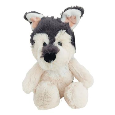 Imagem de Pelúcia Cachorro Huscky Siberiano Sentado Bege e Cinza 30cm R3375 - BBR Toys
