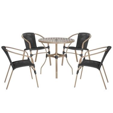 Imagem de 04 Cadeiras Floripa E Mesa Roma 100cm Fendi Trama Preto