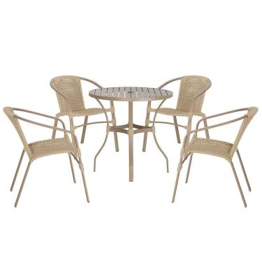 Imagem de 04 Cadeiras Floripa E Mesa Roma 80cm Fendi Trama Rami