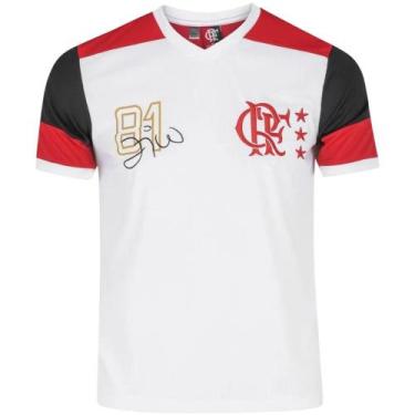 Imagem de Camisa Flamengo Zico Retrô - Braziline, GG, Branco, Vermelho