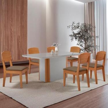 Imagem de Mesa de Jantar Isadora 180cm Tampo MDF Vidro com 6 Cadeiras Copper - M