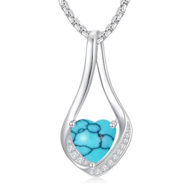 Imagem de Zoeniya Colares de pedra do mês de nascimento para mulheres, ouro amarelo/branco 18 k Forever Love coração infinito pingente colar joia aniversário presentes de aniversário para mulheres, sua esposa