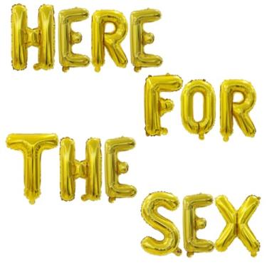 Imagem de BoningNEW 1Set Here for the Sex Mylar Foil Balloons Banner for Gender Reveal Party Banner Sign Pregnancy Announcement Birthday Party Bridal Shower Photo Backgroud Props Decorations Supplies-Gold 16In