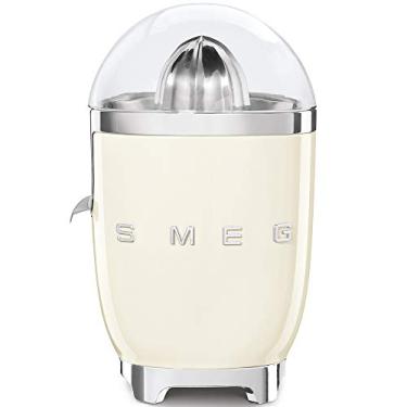 Imagem de SMEG Espremedor de frutas cítricas CJF11 – Espremedor elétrico estilo retrô com alargador de aço inoxidável, bico antigotejamento e tampa de cúpula livre de BPA – fácil de limpar, creme de operação