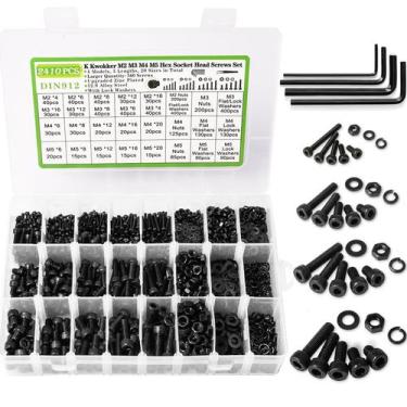 Imagem de Kit de sortimento de porcas e parafusos K Kwokker 2410 unidades M2-M5