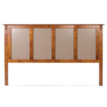 Imagem de Cabeceira De Cama Rústica Com Almofada Ripada - Imbuia Glazer Com Almofadas Amêndoa - King - 198 Cm