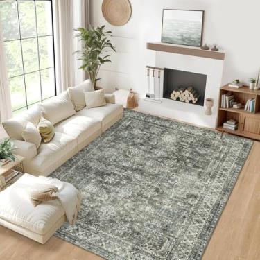 Imagem de COZYLOOM Tapete lavável 15 x 23 cm para sala de estar vintage boho tapete antiderrapante tapete grande desgastado para quarto de cama tapete resistente a manchas para sala de jantar berçário 1,88 x