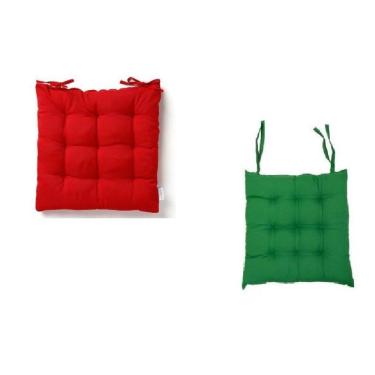 Imagem de Assento Para Cadeira Almofada Futon 1 Verde 1 Vermelha 40X40