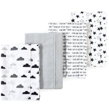 Imagem de Luvable Friends Hudson Baby, flanela, arroto, panos, pacote com 4, Lua negra, 14x20 inches