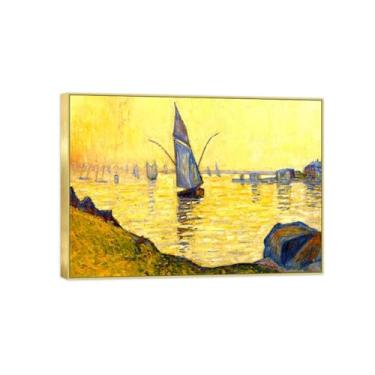 Imagem de Pintura famosa de arte de parede em tela para decoração de casa - Barco no mar - Pôster e impressões douradas para sala de estar 70 x 100 cm 27 x 39 pol