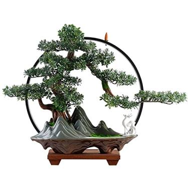 Imagem de Plantas artificiais, bonsai artificial, plantas falsas, decoração de árvore de bonsai, plantas artificiais de pinheiro falso em vaso interno para uso interno/externo, decoração de mesa, bonsai