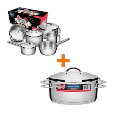 Imagem de Conjunto Panelas 6Pç + Panela 4,7L Inox Solar Tramontina