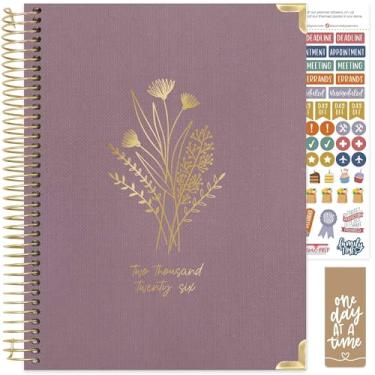 Imagem de bloom daily planners Agenda HARDCOVER 2026 (janeiro a dezembro) - 21,6 cm x 28 cm Livro organizador de agenda semanal e mensal com adesivos e abas - linho roxo