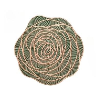 Imagem de Suplat de Mesa Jogo Americano Redondo Até 10 PeçAs Mesa Posta(FLOR-DOURADA-G,4 UNIDADES)