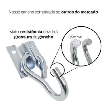 Imagem de par de Gancho Reforçado para rede sem parafusos e bucha - ROA