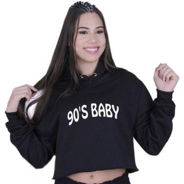 Imagem de Cropped Moletom Feminino Garota de 90 - LAFRE, Preto, GG