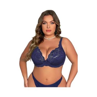 Imagem de Sutiã feminino plus size sexy renda roupa íntima sutiã fino copo E sut