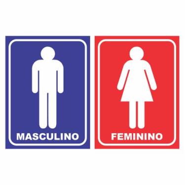 Imagem de 02 Placa Sinalização Banheiro Feminino E Masculino 25x15 - Fixa Person