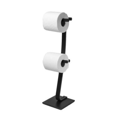 Imagem de Porta Papel Higiênico de Chão com Reversa Dupla Preto Fosco - MetalCro