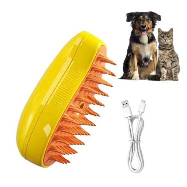 Imagem de Escova a Vapor Cachorro Pet Cao Gato Eletrico Removedor de Pelo Bateri