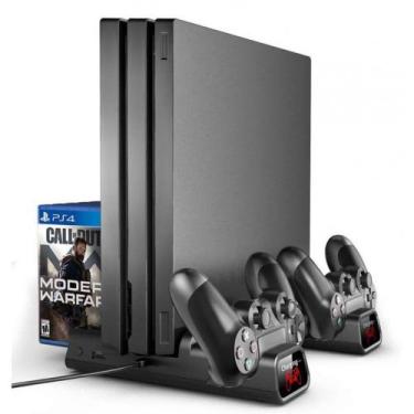 Imagem de Base Vertical Multiuso Para Ps 4  c/ Cooler + Carregador Duplo c/ Led 