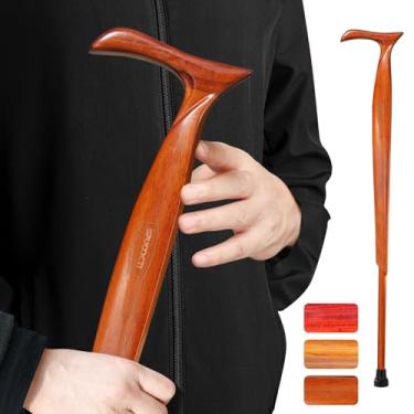 Imagem de ispuoocti Bengala de caminhada de madeira para homens e mulheres - madeira maciça natural, 3 pontas de borracha, resistente, com bolsa de viagem - Bengala de caminhada de madeira, bengalas ergonômicas