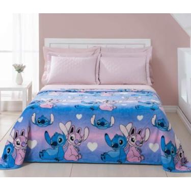 Imagem de Manta Cobertor Stitch Angel Flannel - 180 gr/m² - Disney (Queen - 2,20m x 2,40m)