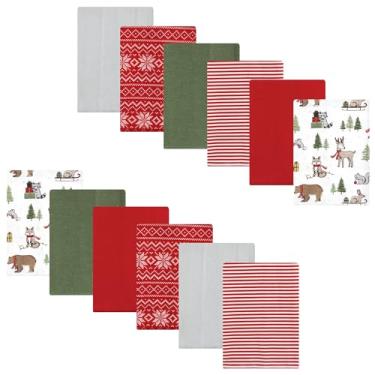 Imagem de Luvable Friends Hudson Baby Flanela Burp Panos, pacote com 12, Floresta festiva, 14x20 inches