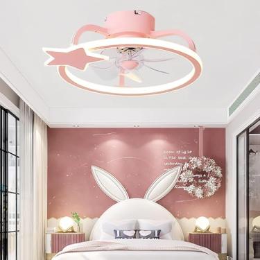 Imagem de Ventiladores De Teto Infantis Com Luzes E Controle Remoto Silencioso Led Ventilador Regulável Lustre Luz De Teto Dc Reversível 6 Velocidades Temporizador Ventilador De Teto Bonito C, Pink, S