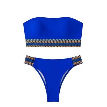 Imagem de Conjunto de biquíni ZAFUL feminino sem alças, cor de emenda