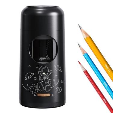 Imagem de Apontador de lápis elétrico tenwin recarregável preto fosco