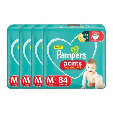 Imagem de Kit 4 Fralda Pampers Pants Ajuste Total Tamanho M 84 Unidades